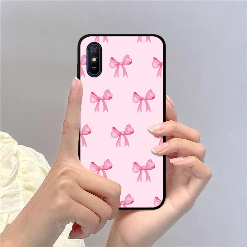 Cute Pink Bowknot Phone Case For Redmi Note 4 X 5 A 6 7 8 T 9 9S 10 11 11S 11Epro Poco M3 Pro