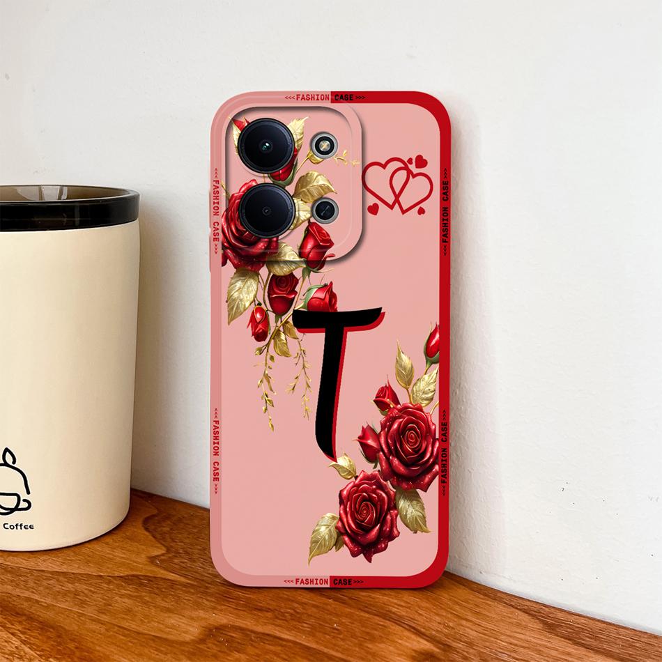 Per Cover Telefono Redmi 15C 4G 5G Fiori Nome Lettere Morbida Silicone Liquido Custodia a Protezione Totale Per Redmi 15 C Alloggiamento Antiurto