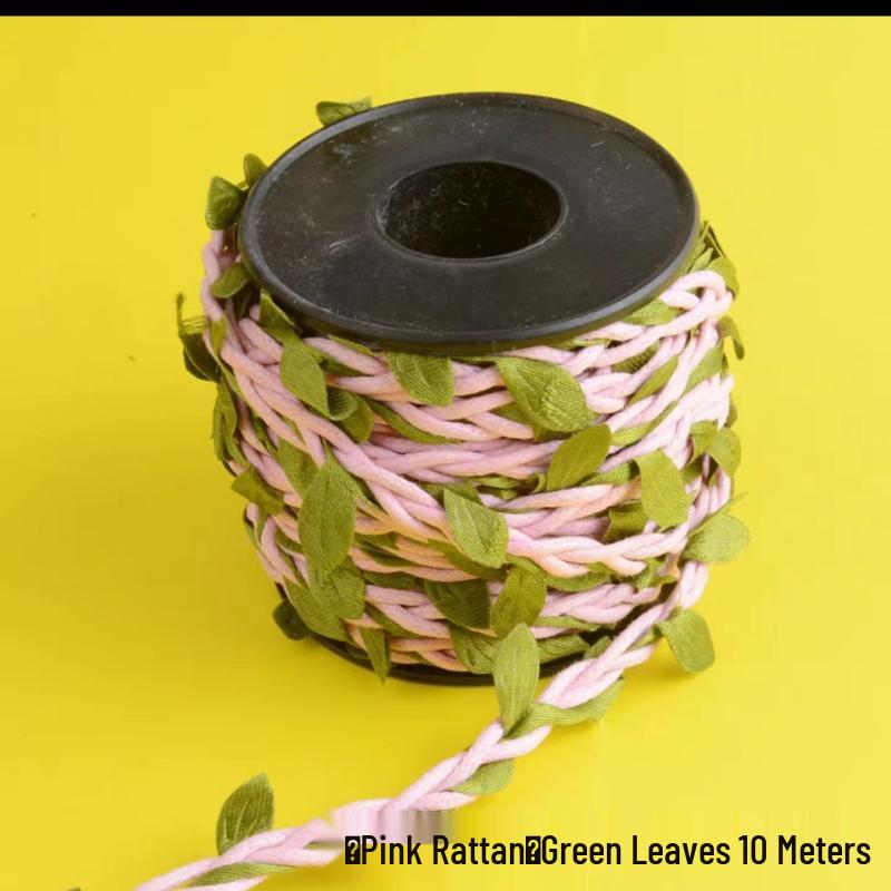 Jute Rope with Rattan Green Leaves for DIY Air Conditioner Pipe Decoration and Crafts