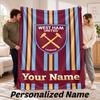 Benutzerdefinierter Name West Ham United Flanell-Kuscheldecke Personalisierter Text Weiche Decke Bett Sofa Geschenk