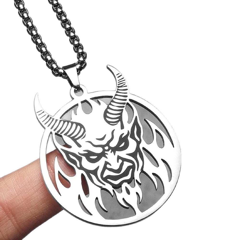 Round Hollow Spartan Pendant Necklace Men's Mythical Figure Medal Amulet Pendant Jewelry