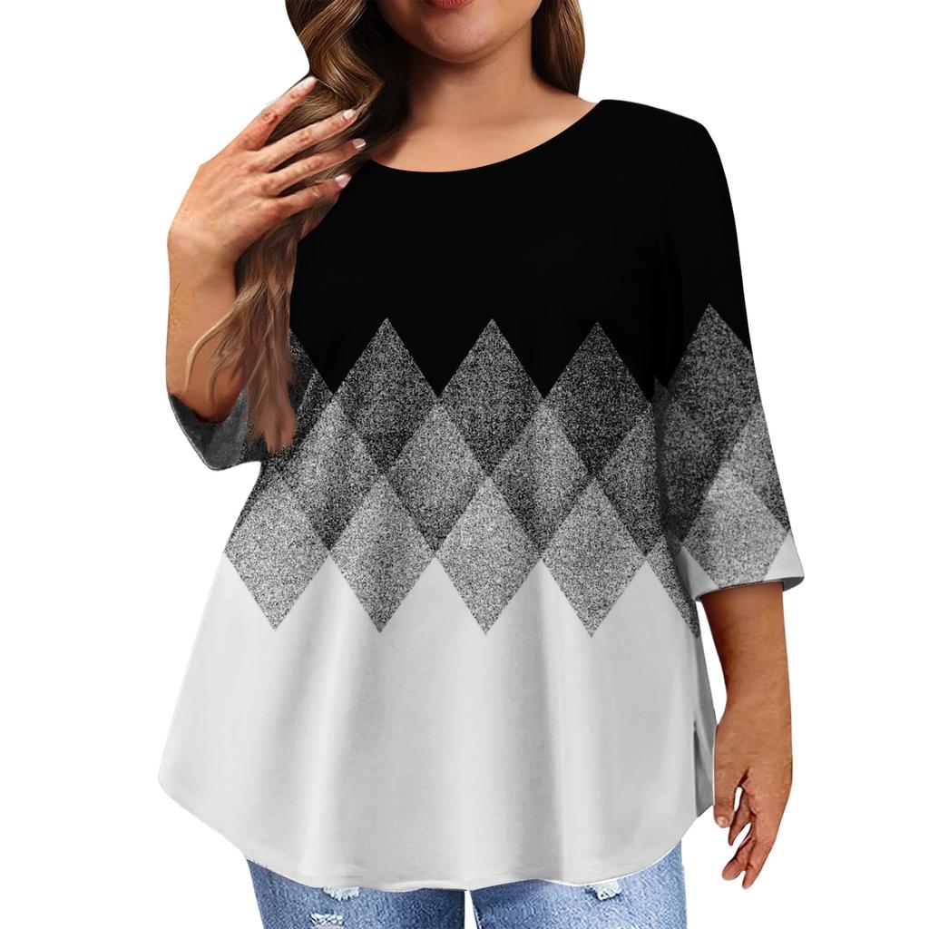Women's Fashion Casual Round  Neck 3/4 Sleeve Oversized Top