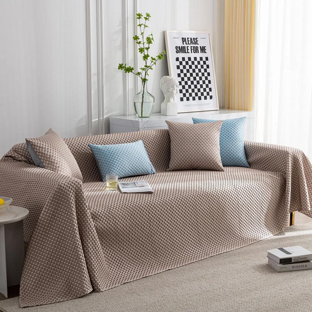 Nordic Solid Color Summer Cool Sofa Cover Sofa Towel Anti-cat Scratch Full Cover Sofas Blanket Non-slip Pet Kid Couch Towel