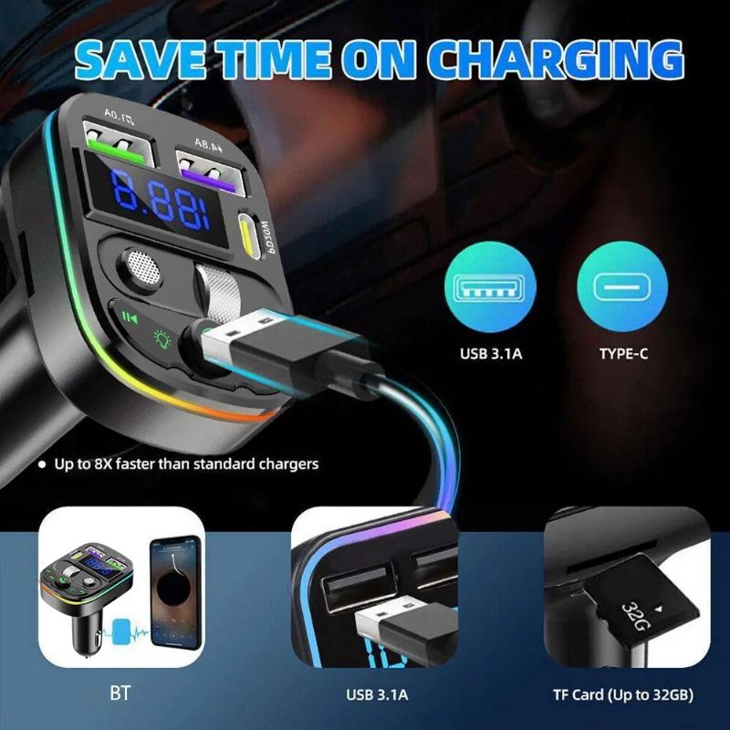 Q28 Car Bluetooth Receiver MP3 Playback Multifunctional Lossless Sound Quality Cigarette Lighter PD USB Converter Car Charger