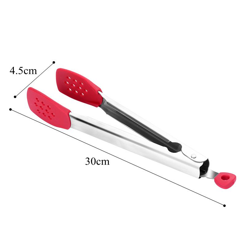 Silicone Head BBQ Grilling Tongs Stainless Steel Non-Stick Steak Bread Clip Anti-Scalding Food Clamp Kitchen Cooking Utensils