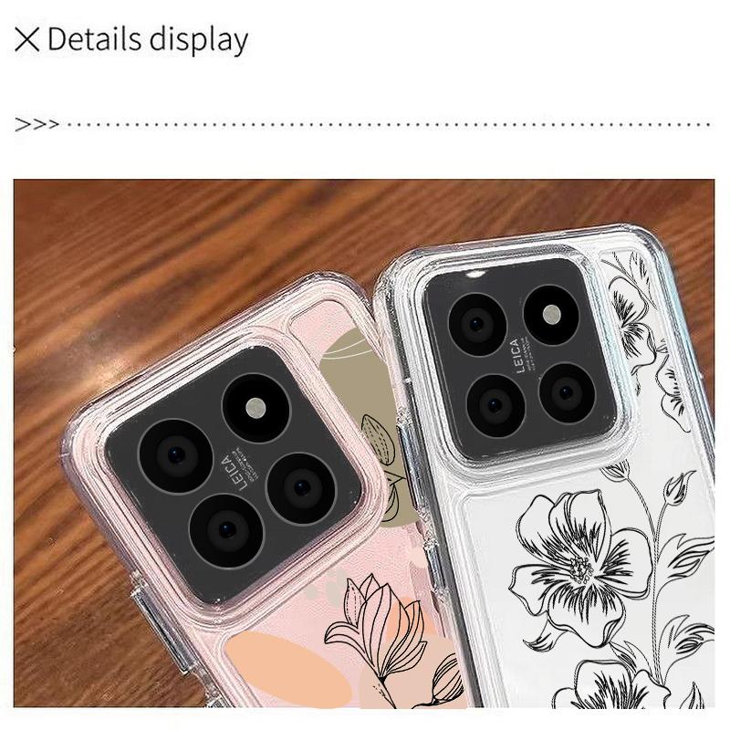 Stoßfeste Hülle für Xiaomi 14t 13t Poco X6 X5 F6 Pro Remdi Note 14 13 12 11 10 Pro Line Blumenmuster Weiche Silikon Klare Anti-Fall-Abdeckung