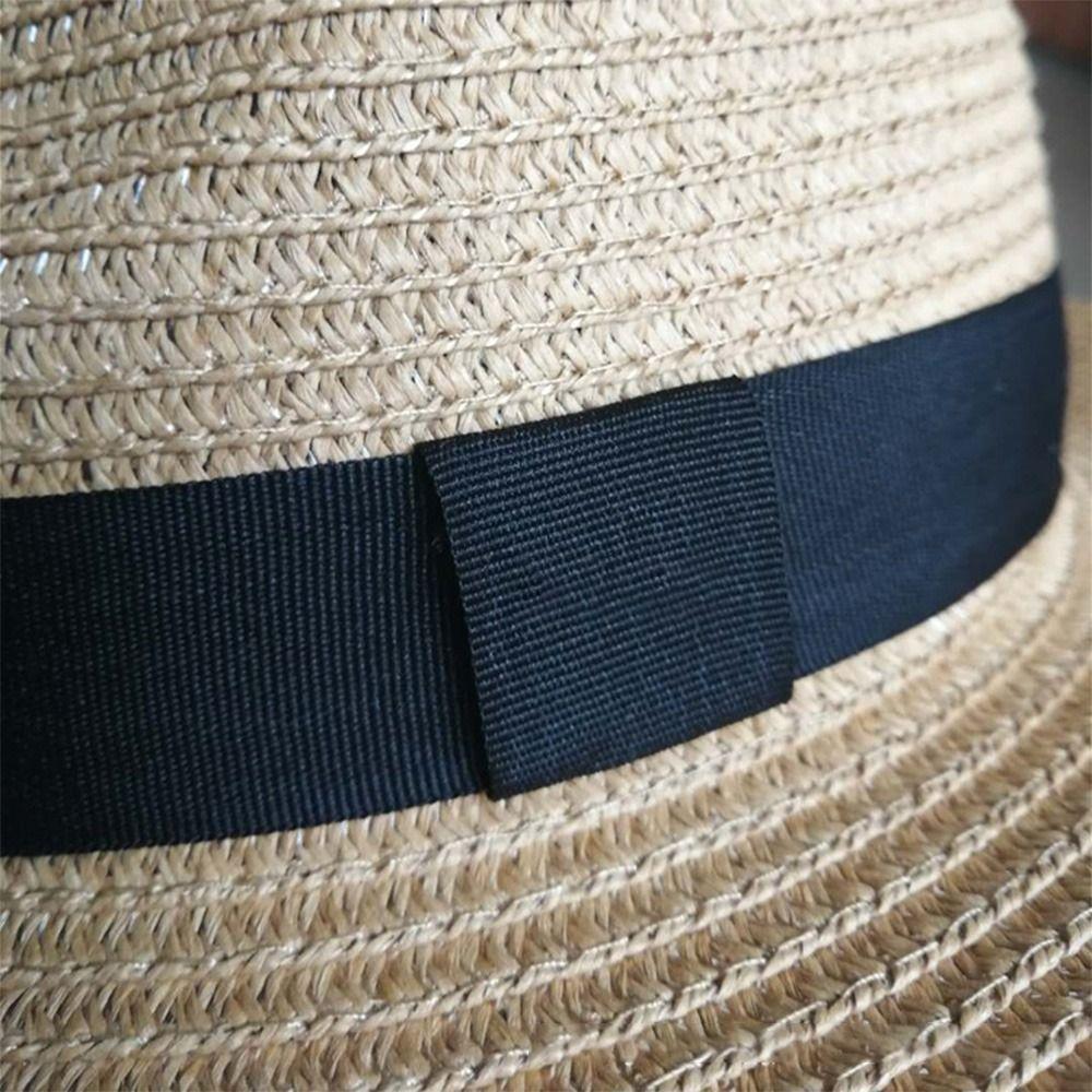 Chapeau de Paille Panama Protection Solaire Chapeau de Plage Pare-Soleil Casquette d'Été Décontractée Unisexe