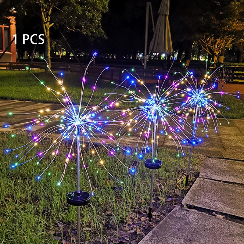 

Solar Charging Powered Lawn Ground Mounted Fireworks Lights For Waterproofing Color