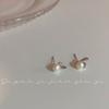 New Trendy Charm Rabbit Long Ears Pearl Stud Earrings for Women Exquisite Fashion Little Korea Earring Bride Jewelry Accessories