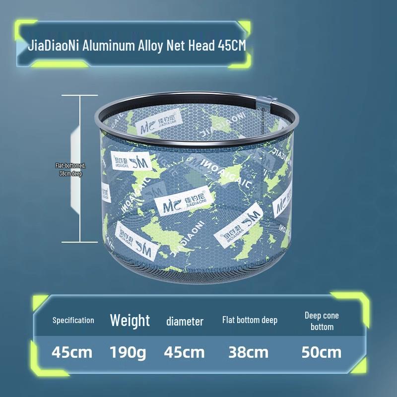 Foldable, Non-Snag Fishing Net Head for Large Fish, Black Pit, Ideal for Competitive Fishing, with Integrated Net Bag