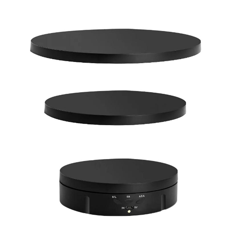 

3 скорости электрический вращающийся визуализатор 360° поворотный стол регулировка USB зарядка дисплей стенд для видеосъемки реквизит ювелирные изделия обувь чёрный