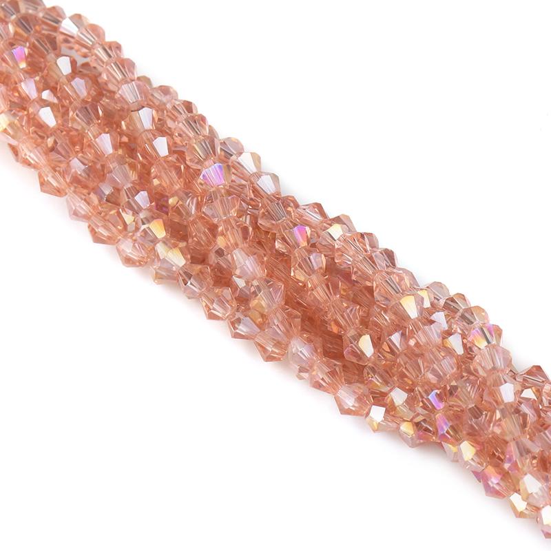 Apx 95pcs/Strand 4mm Shiny Crystal Beads Bicone Beads Faceted Glass Beads Loose Spacer Beads for Bracelet DIY Jewelry Making