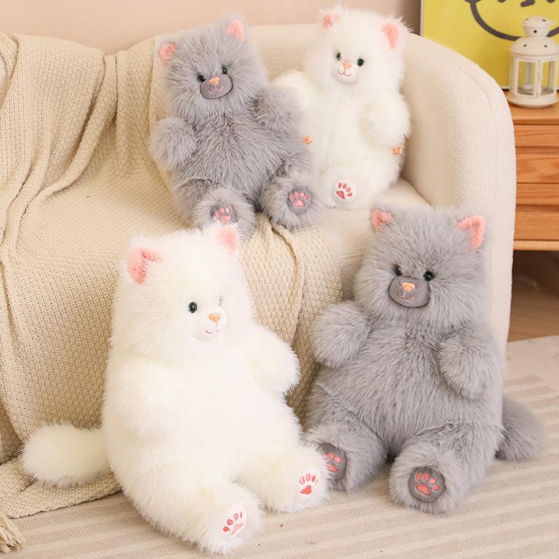 Adorable Long Haired Cat Plush Doll Soft Stuffed Animal Toy For Girls Birthday Gift