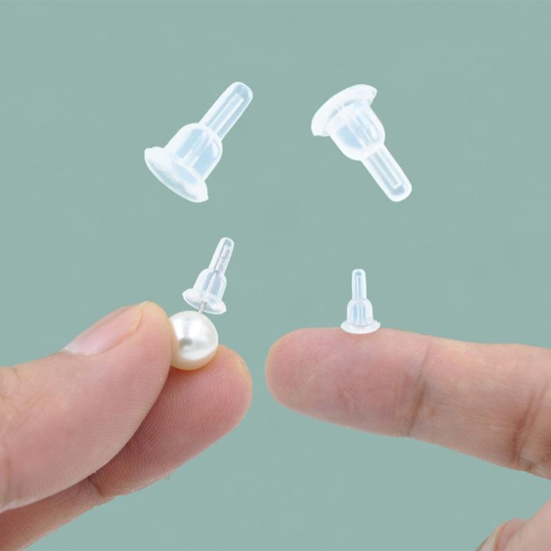 Non-slip 50x Soft Clear Earring Backings Silicone Rubber Safety Pads Backstops Replacement for Earring Studs Hoop DIY