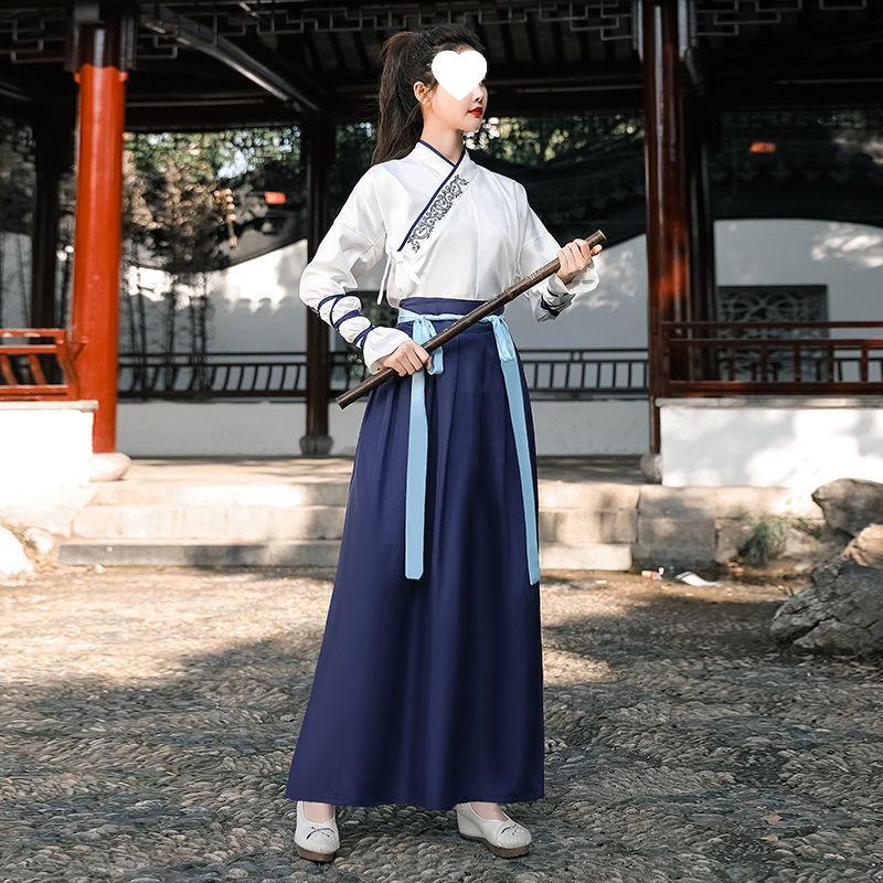 Maturitný Hanfu: Tradičný štýl obleku s prekríženým golierom pre ženy, mužov a páry – Perfektná uniforma pre študentov.