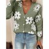 2025 Autumn Winter New European and American Flower Jacquard Pattern Button Front Closure Cardigan Long-sleeved Women's Clothing