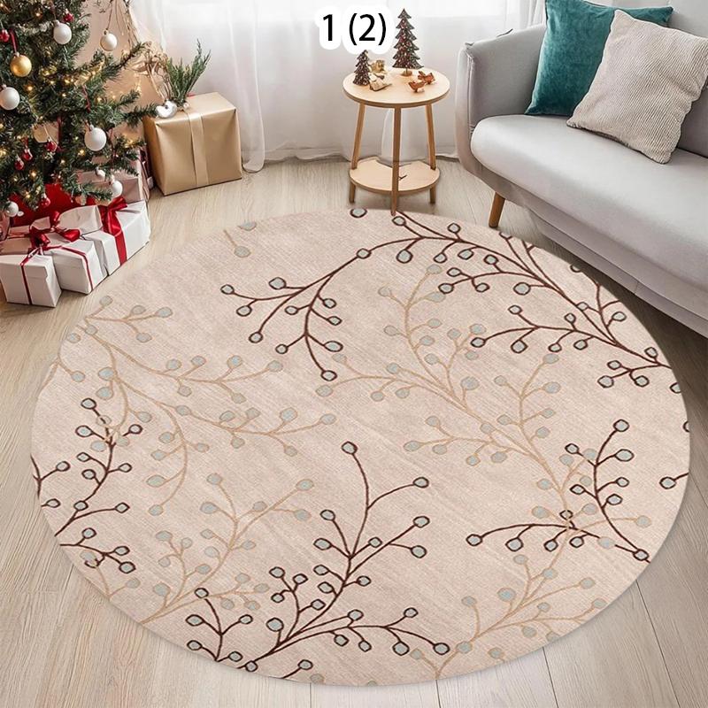 Alfombra Redonda Estilo Rústico Vintage Estampado de Plantas Alfombra Decoración Moderna para el Hogar Suave Antideslizante Felpudo para Sala de Estar Dormitorio