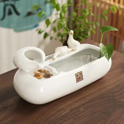 Fontaine à eau de table en céramique cascade pour chat Poterie Fontaine à eau pour chien Gamelle pour chien Accessoires pour chat Fontaine à eau pour animal de compagnie Abreuvoir pour chats