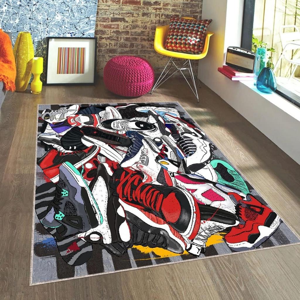 Tenisky Oblastní koberec Cool Basketbalové boty Koberec Sportovní boty Podložka na podlahu Koberec Obývací pokoj Herna Ložnice Kolej Vstup Dekorativní