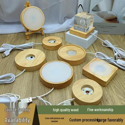 Holz-LED-Acryl-Nachtlichtbasis - DIY Runder leuchtender Ständer