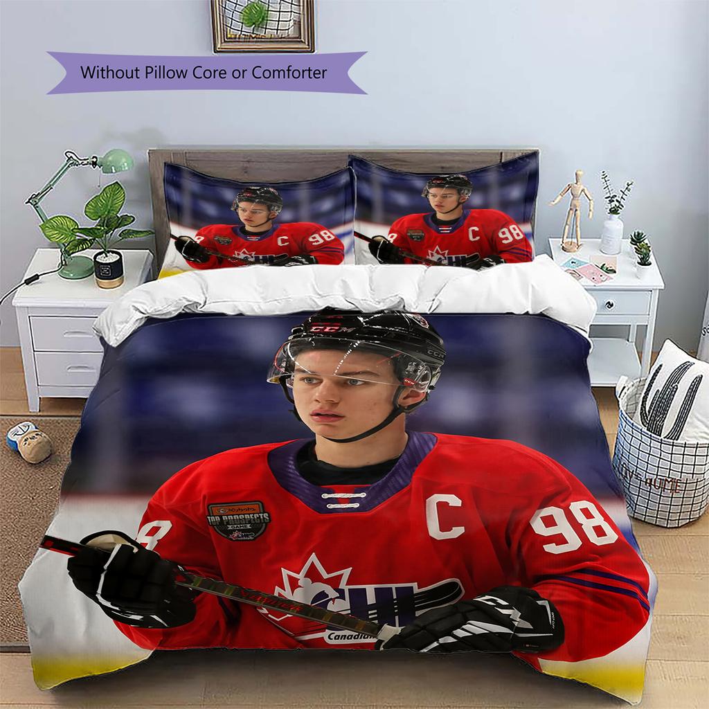 Connor Bedard Muster Bettwäsche Heimdekoration Geburtstag & Festival Geschenk (1 Bettbezug + 2 Kissenbezüge, ohne Füllung)