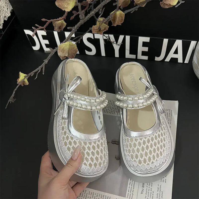 2025 Summer Wear Fashion Versatile Casual Thick-soled Bag Head Slippers New Internet Celebrity Velcro Mary Jane Shoes