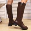 Plus Size Shoes for Women 35-42 Autumn Winter Fashion Women Round Toe Comfortable Non-slip Knee-high Boots Women Footwear