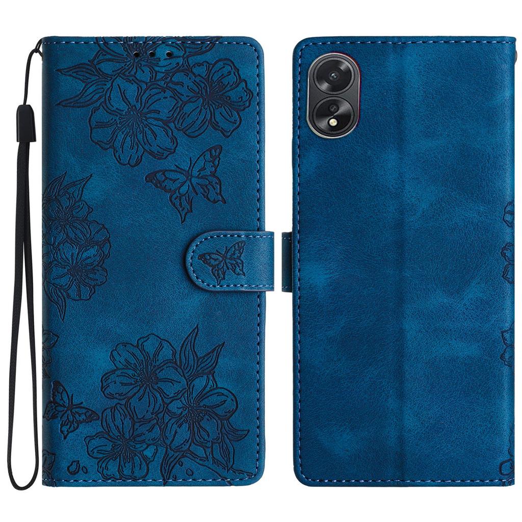 For Oppo A38 4G/A18 4G Case PU Leather Phone Cover Butterfly Flower Card Slot Holder Stand