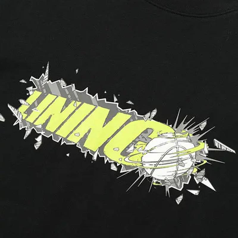 Li Ning Logo Printed Round Neck Pullover Short Sleeve T-Shirt Fashion Loose Comfortable Versatile Shorts Casual Sports Set AHSUA03-2+YKSV197-2