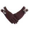 New Female Autumn Winter Non-Inverted Velvet Cashmere Full Finger Warm Lace Gloves Women Cotton Touch Screen Gloves G82