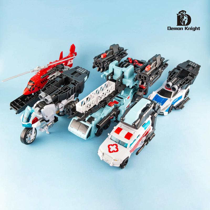 DK Magic Knight Amplified Guardian God Fire Truck Helicopter & Ambulance Combo Toy