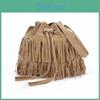 Solid Tassels Color Simple Style Pu Water Bucket Bag Drawstring Closure Travel