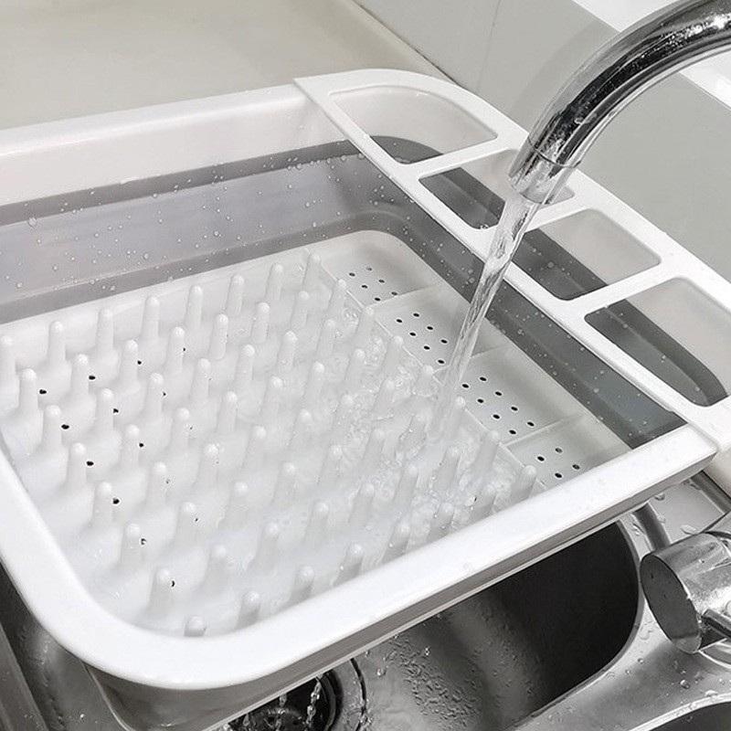 Kitchen Foldable Dish Rack Storage Water Leakage Tableware Bowl Dinnerware Drain Bowl Tray Home Drying Rack Washable Plastic