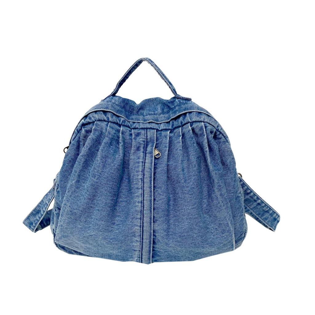 2025 Fashion Washed Denim Versatile Backpack: Crossbody and Casual Schoolbag for College Students