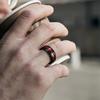 Classic 8mm Men's Red Groove Beveled Edge Black Stainless Steel Men Wedding Rings Black Brushed Male Bridal Engagement Ring