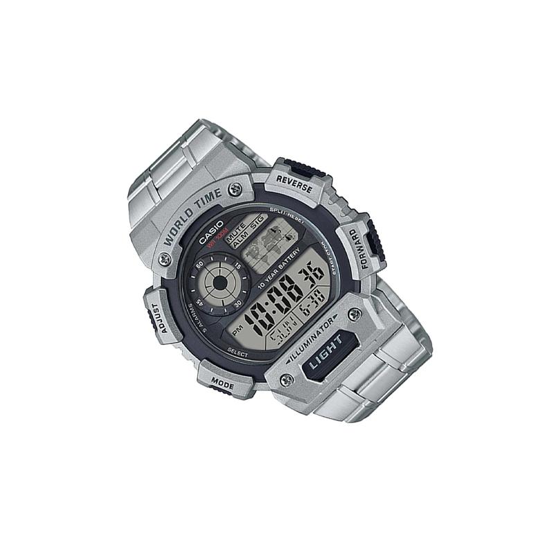 Casio YOUTH Series-Disc Digital Display Classic Retro Fashion Ten Years Electric Movement Quartz Movement Stainless Steel Strap Japanese AE-1400WHD-1A