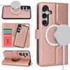 For Samsung Galaxy S24+ Wallet Case Compatible with MagSafe Anti-Drop Detachable PU Leather Phone Cover