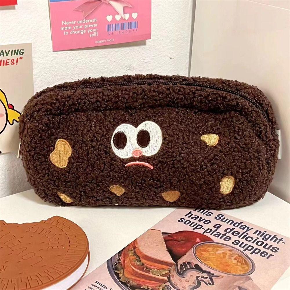 

High Capacity Cookies Pen Bags Storage Bag Plush Pen Bags Office School Supplies кофейный