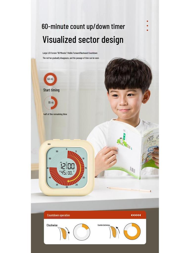 Visual Timer & Alarm Clock: Self-Discipline Punch Card for Students, Kitchen & Fitness Timer