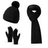 3Pcs/Set Thicken Knit Beanie Snood Set Knitted Touchscreen Gloves  Unisex