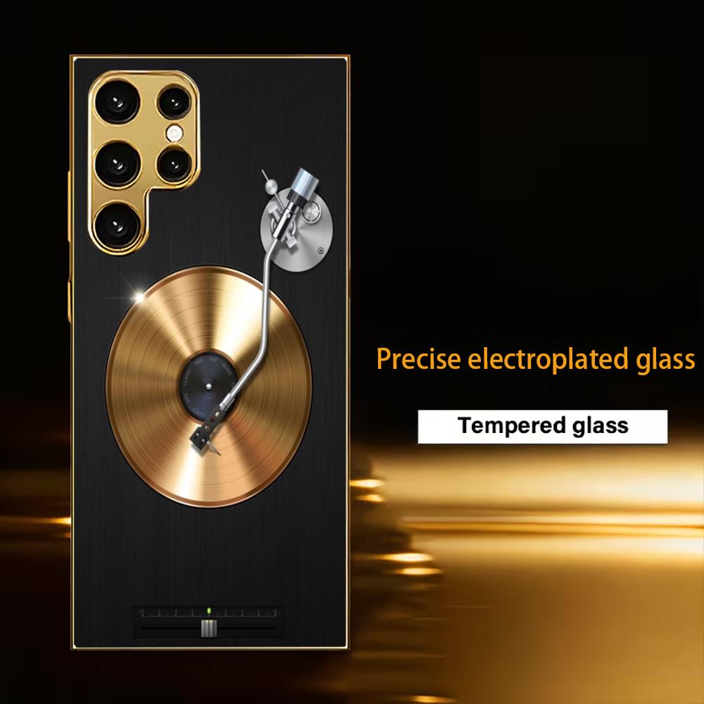 Ambiance Musicale Simplicité Haut de Gamme Placage Verre Coque de Téléphone pour Samsung Galaxy S26 S25 S24 S23 S22 S21 FE,Ultra,Plus
