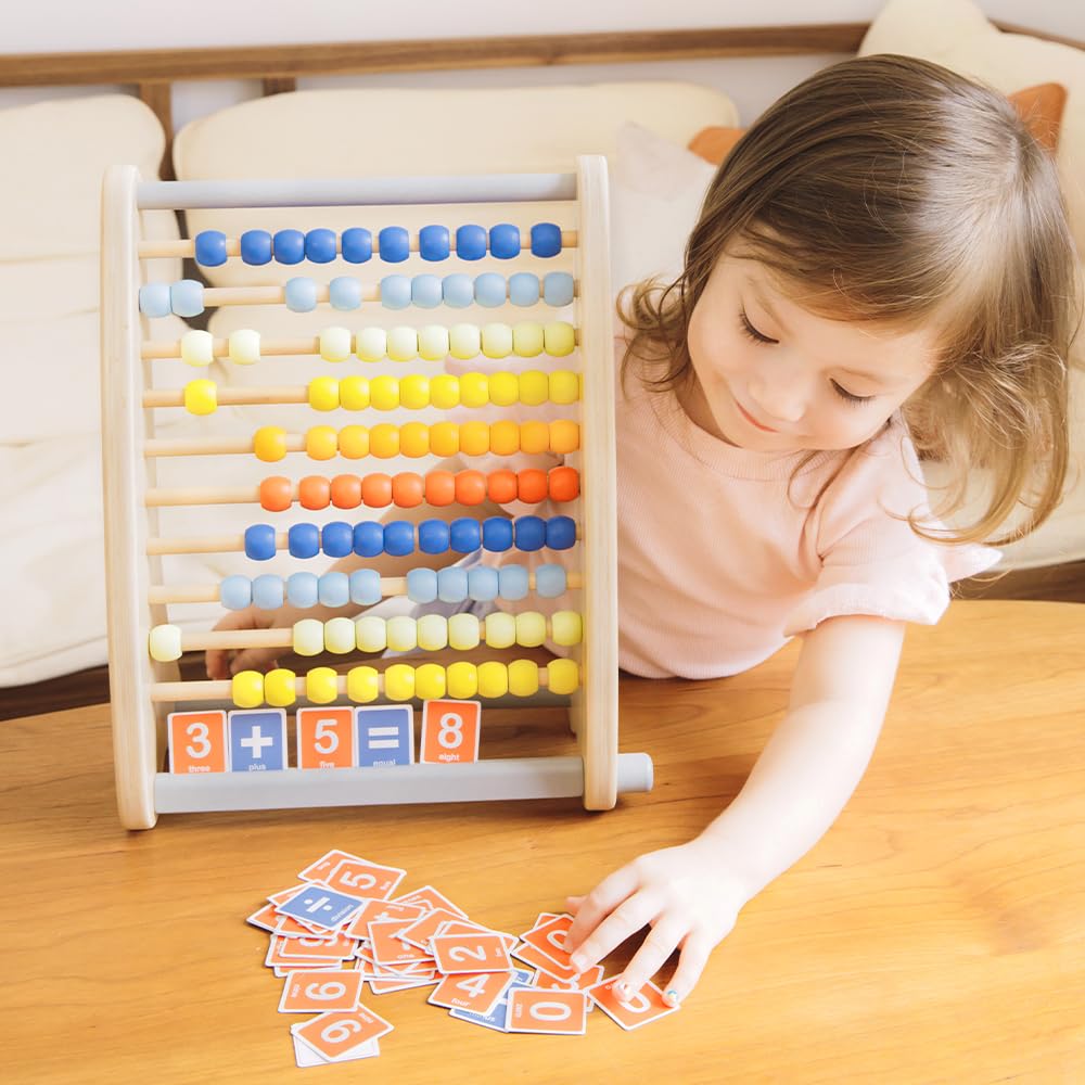 Classic World Abacus a wooden educational toy for counting numbers and suitable for ages 3 and up 100-Bead Abacus, learning, (CL54181)