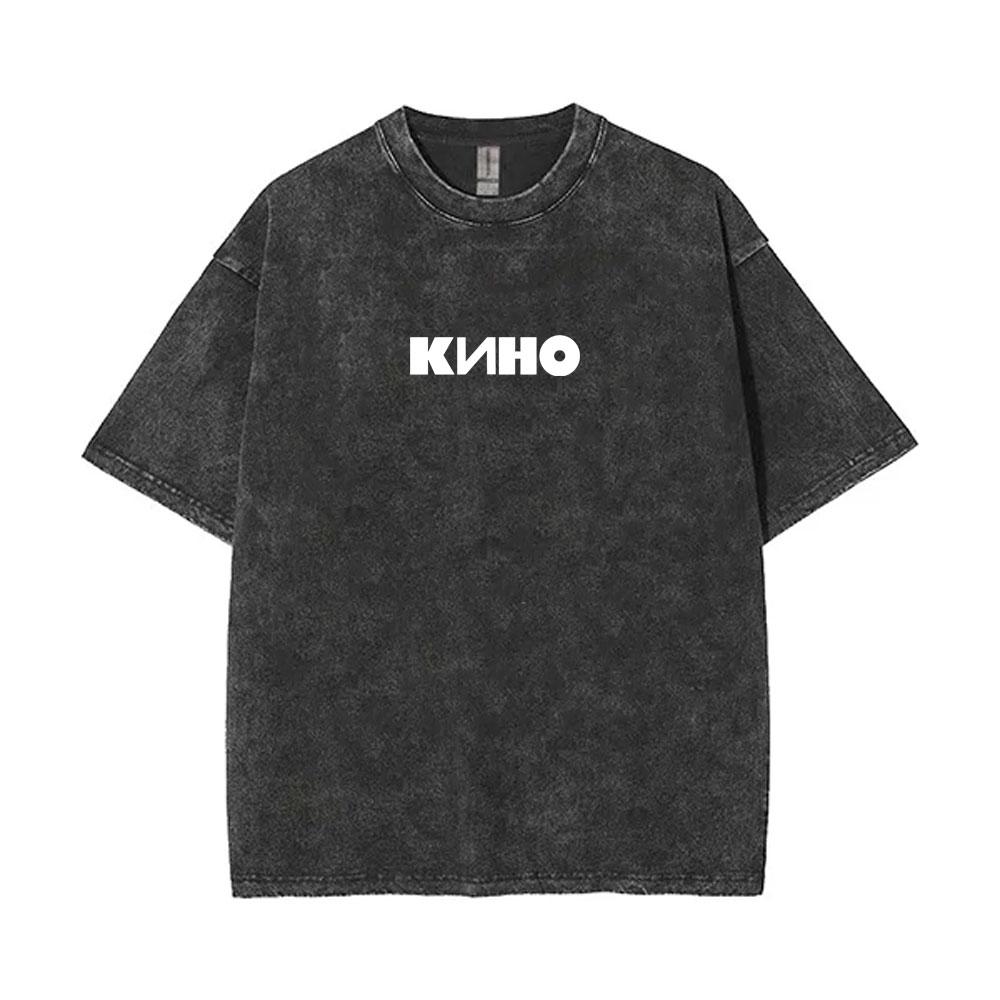 Washed Vintage Kino Viktor Tsoi Graphic T Shirts Men Women Casual Cotton Oversized Tshirts Mens Classic Rusian Rock Streetwear