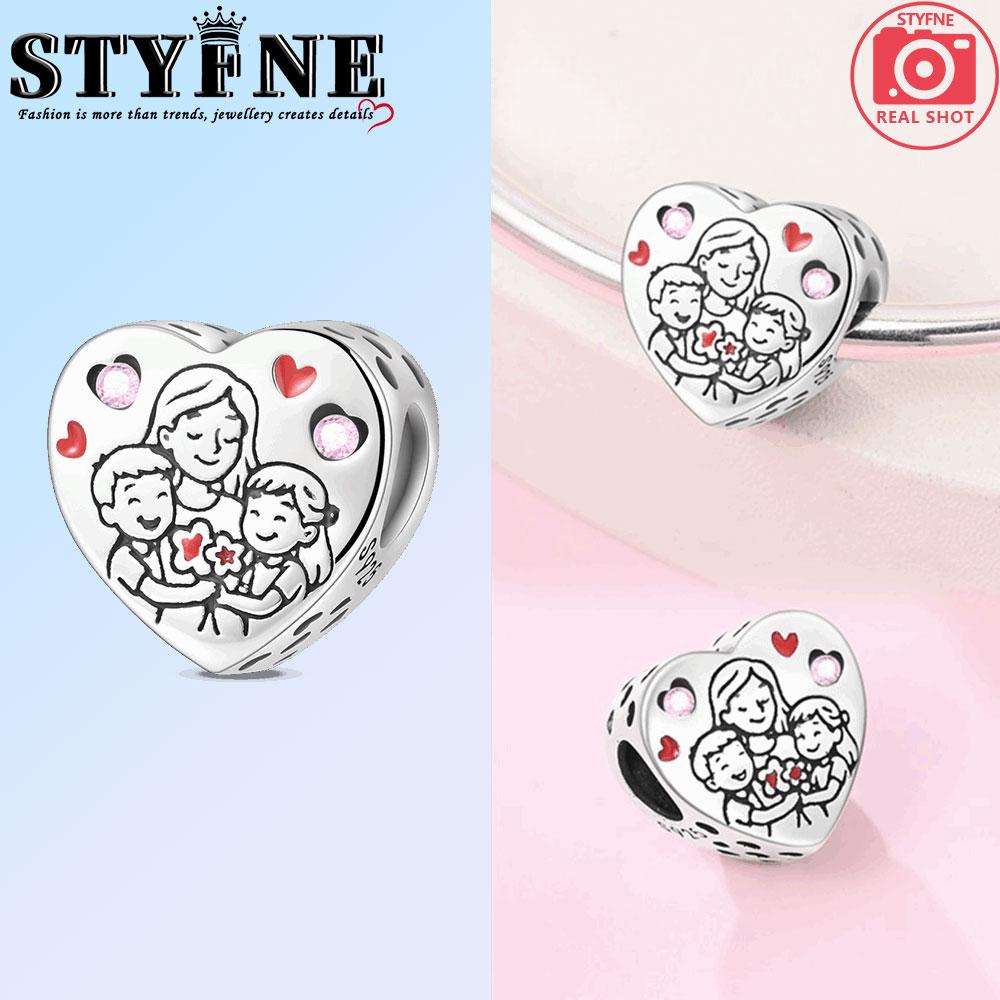 Original Copper Charm Bead Mother'S Day Love Heart Family Charm Bead Pendant Fits Bracelet Womens Jewelry Gifts