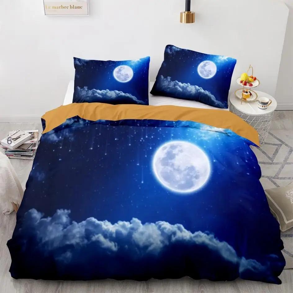 Starry Sky Duvet Cover Twin Size Universe Decor Twin Bedding Set Microfiber Outer Space Theme Milky Way Galaxy Comforter Cover