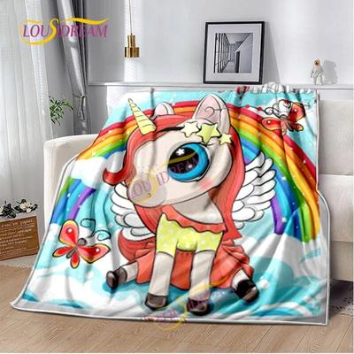 Unicorn Cartoon Washable Blanket Children's Nap Blanket  Four Seasons Sofa Bed Warm Blanket Customizable Personalized Gift.