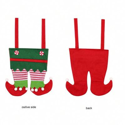 Christmas Stocking Gift Bag Holiday Decoration Christmas Hanging Ornament Santa Claus Candy Bag