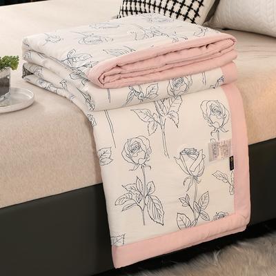 Trapunta estiva in cotone lavato Trapunta climatizzata Coperta morbida e traspirante Copriletto con stampa a foglie sottili Copriletto Tessili per la casa