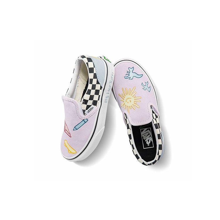 Vans Slip-On Series Casual Low-Top Kids Skate Shoes Kids Sneaker Pink Blue VN0A5KXM89C