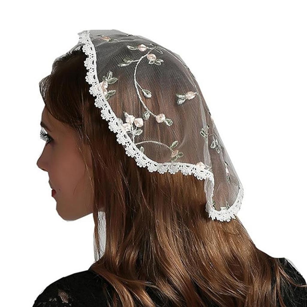 Chapel Headcoverimg Mantilla Headpiece Church Cap Veil Embroidery Mesh Church Veil Chapel Veil Head Covering